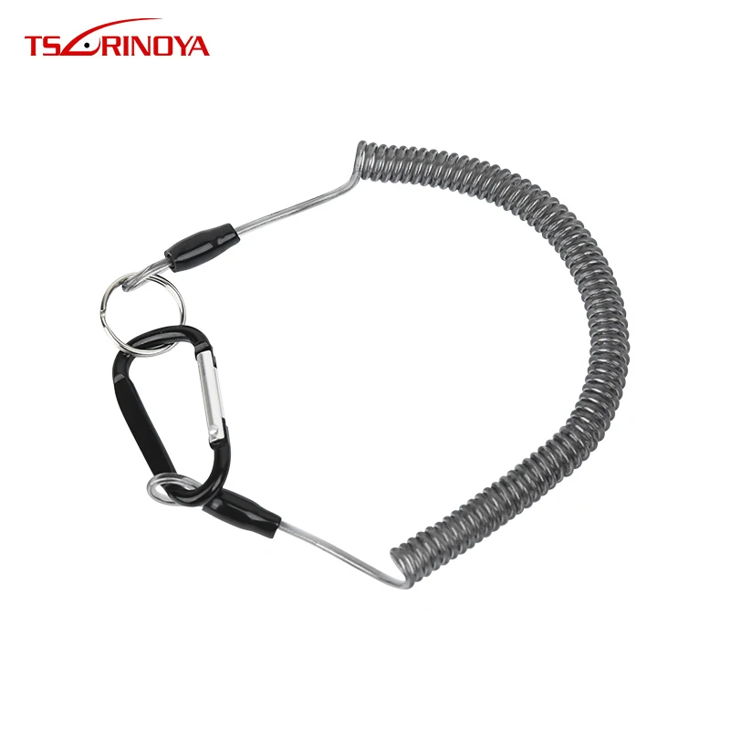 

TSURINOYA Retention Rope Stretch Length 135cm Fishing Lanyards Boating Ropes with Carabiner Secure Lock Carp Fishing Tackle Tool