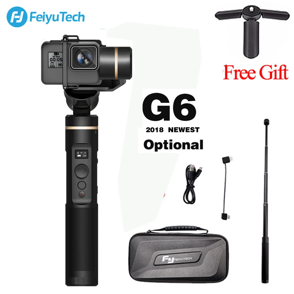 

Feiyu FeiyuTech G6 Handheld gopro gimbal Update Version of G5 Wifi + Blue Tooth OLED Screen Elevation Angle for Hero 6 5 4 RX0