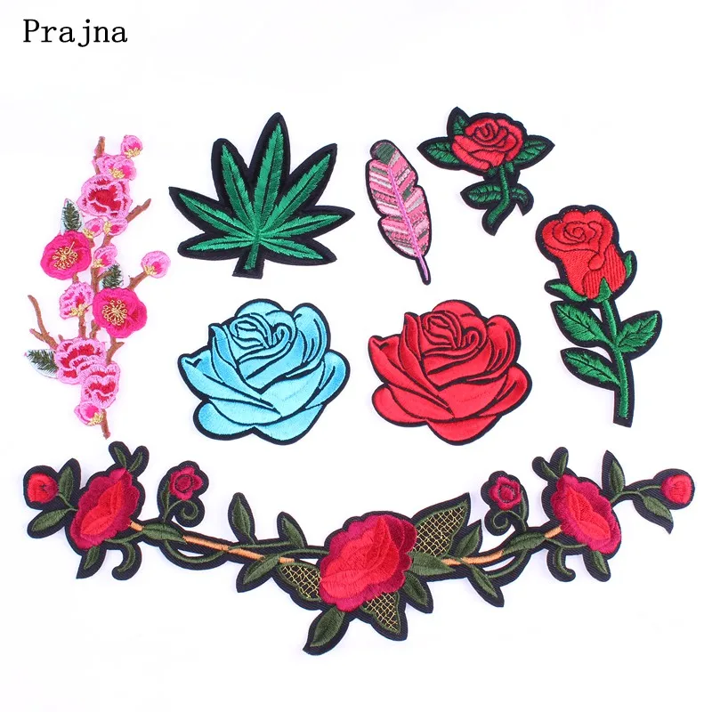 12 colors 7x8cm Colorful Rose Applique Flowers Patch Embroidered Sew on Clothes