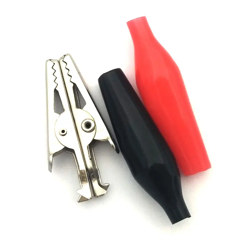 

20PCS/Lot 28MM Crocodile Clips Electrical Clamp Alligator Clip Probe Metal For Testing Meter Black And Red With Plastic Boot