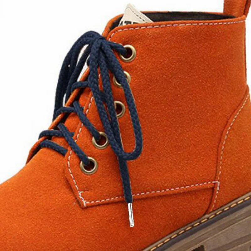 1 Pair Round Fashion Casual Sports Basketbal Leather Shoes Laces Twist Round Leather Martin Boot Shoelaces High-grade Metal Head
