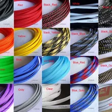 6 мм в ширину 1/" в плотной оплетке ПЭТ расширяемый кабель оболочка провода черный/красный/оранжевый/желтый/зеленый/синий/фиолетовый/серый/белый/прозрачный