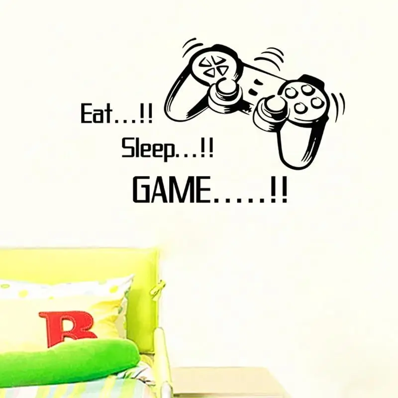 Playstation Xbox съесть сна игры виниловые наклейки на стену детская ден спальня игры Творческий Декор Adesivo де Parede Pegatinas