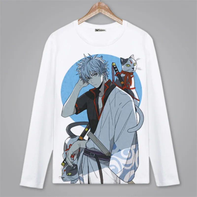 Весенне-осенняя футболка с длинными рукавами в стиле аниме GINTAMA; милая одежда унисекс; футболка из полиэстера для взрослых и детей; футболка в стиле Харадзюку для костюмированной вечеринки - Цвет: 2