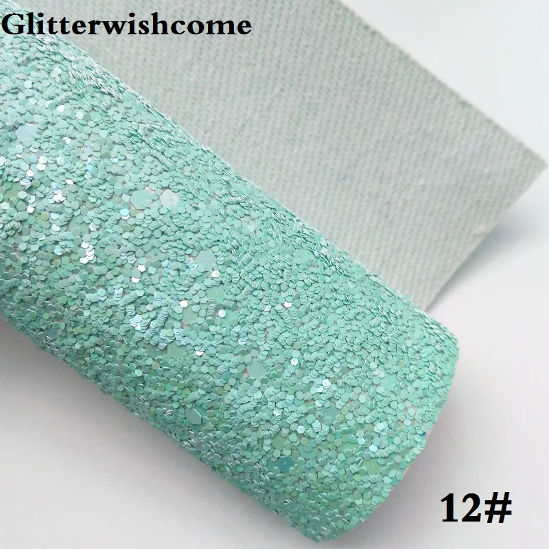 Glitterwishcome 30X134 см мини-рулон синтетическая кожа, массивная блестящая кожа ткань винил для луков, GM070 - Цвет: 12