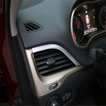 

WELKINRY car auto cover FOR JEEP CHEROKEE 2014 2015 2016 2017 ABS chrome console air conditioning side outlet air vent bar trim