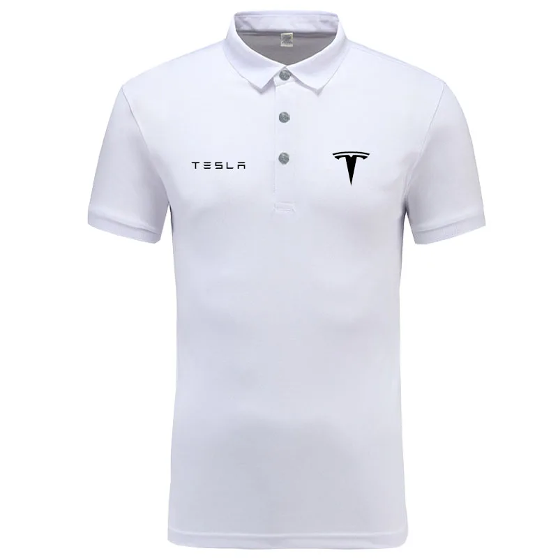 Новинка Tesla мужская рубашка-поло с модным воротником, тонкая рубашка поло с коротким рукавом, мужская летняя футболка