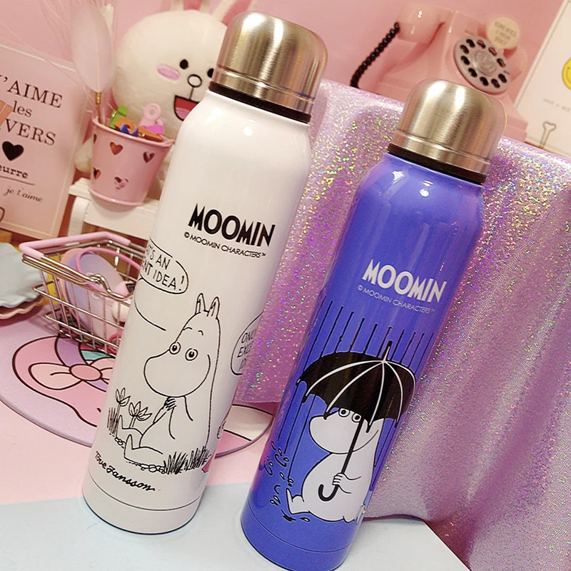 

Moomin Lovely Couple Gift Student Cartoon Vacuum Mini Child Commerce Stainless Steel Blue Pink Insulation Cup Thermos Copo 280ml