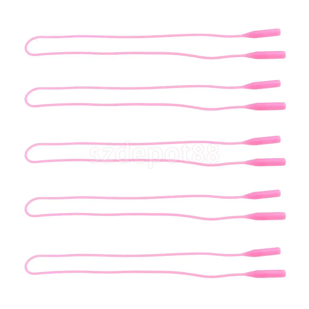 Pink 5 шт. Мягкие силиконовые спортивные очки для путешествий на открытом воздухе, ремешок для очков, держатель для солнцезащитных очков, фиксатор для очков, шнур для шеи, кружевные струны - Цвет: Pink