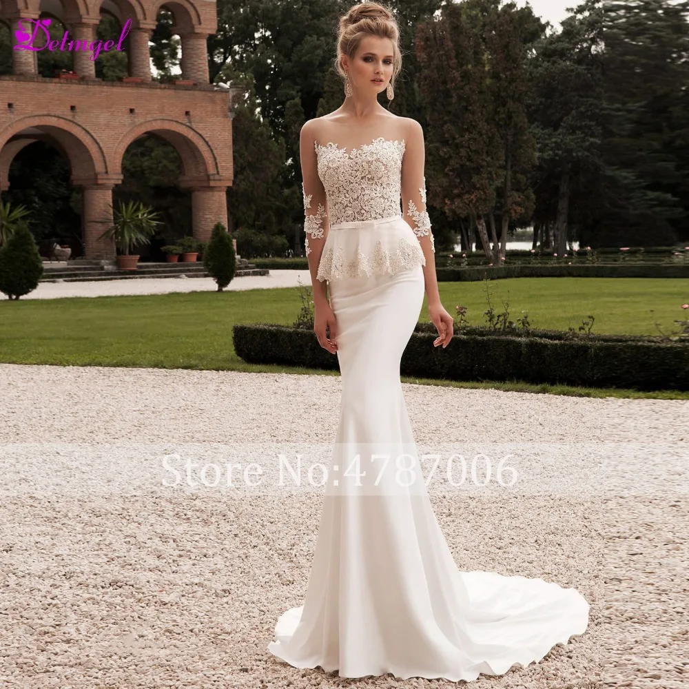 Vestido de Noiva аппликации из бисера Mernaid свадебное платье 2019 мода Scoop средства ухода за кожей Шеи Три четверти рукав невесты Robe De Mariage