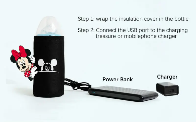 Disney Большая вместительная Детская сумка Водонепроницаемая USB нагревательная сумка для подгузников рюкзак для мам мультяшный Микки дорожная сумка для мам