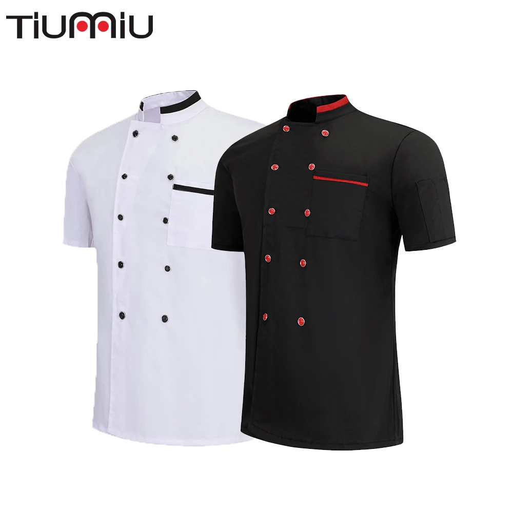 

Chef Jacket Double Breasted Fast Food Service Summer Short Sleeve Dessert Coffee Teahouse Uniform Restaurant Workwear Shirt