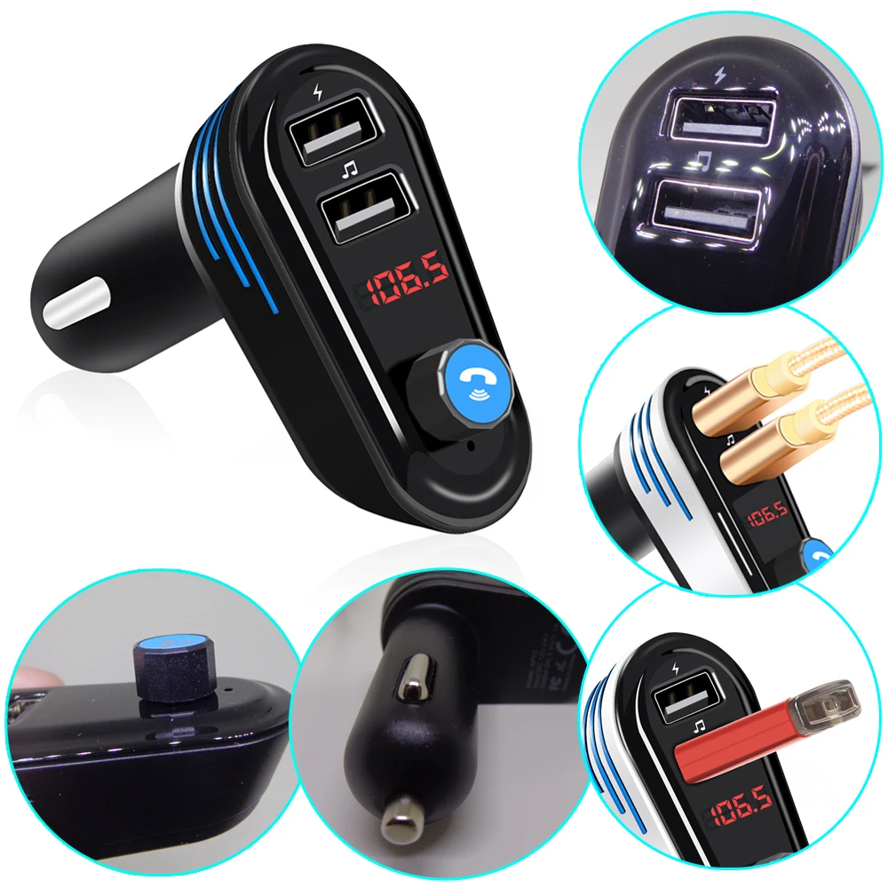 Bluetooth Car Kit Hands Free fm-передатчик модулятор Беспроводной автомобиля Mp3 музыкальный плеер Dual USB Зарядное устройство громкой связи Bluetooth Car Kit
