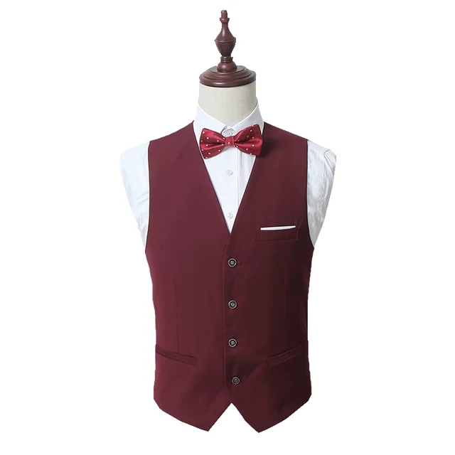 Ouekanlysian White Suit Vest Men Slim Fitted Formal Dressing Wedding ...