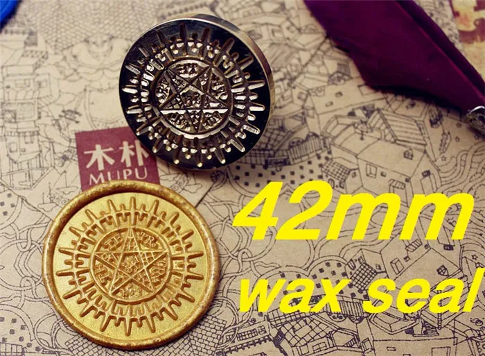 Customize Wax Seal stamp with wood handle,New Big size Head,DIY Ancient Seal Retro Stamp,Personalized Ink/Wax Seal custom design - Цвет: 42mm wax seal handle