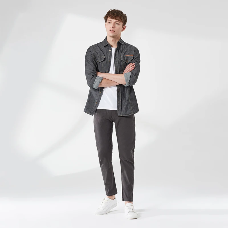 Markless однотонные Цвет Повседневное брюки Для мужчин весна прямые брюки pantalones hombre CLA9809M