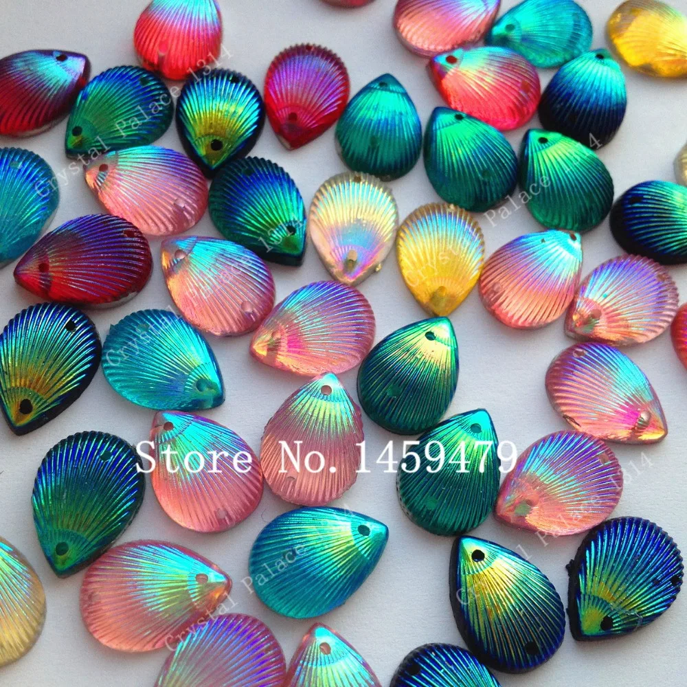 

Fashion Loose Beads New Product Loose Resin Rhinestones Mix Color AB 50pcs 10X14mm Drop Water Shell Sewing Garments Accessories