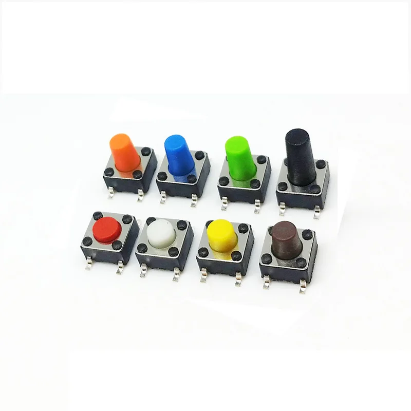 200 шт./лот SMD 6*6*4,5/5/5,5/6/6,5/7/7,5 /8 мм Тактильные Такт переключатели 6x6 мм Цвет красный/желтый/синий/зеленый белый и т. д