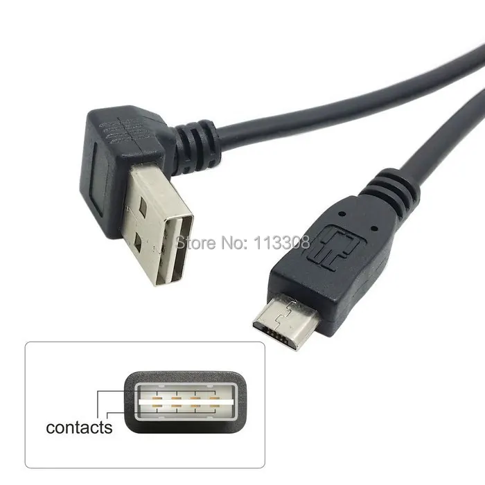 200pcs / lots USB 2.0 Male to Micro 5Pin Cable 100cm Reversible Design Up &amp Down Angled 90 Degree 1m By DHL UPS |