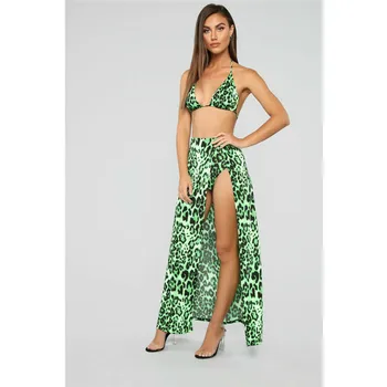 

Trendy Women clothes Chiffon casual Bikini Set Swimwear Cover Up Beach Bathing Long Leopard Dress Swimsuit
