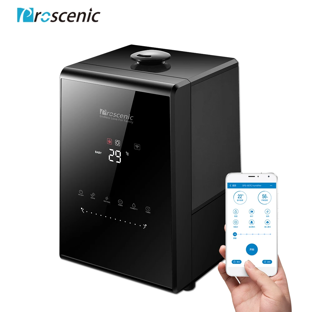 

Proscenic 807C Ultrasonic Humidifier 5.5L Vaporizer Warm and Cool Mist for Large Room App and Alexa Control, LED Air Humidifier
