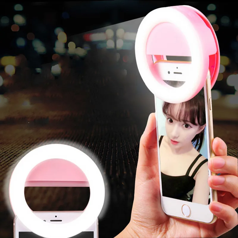 

Universal Portable Selfie Ring Flash Lamp Mobile Phone LED Fill Light Lighting Camera Photography for IPhone Samsung