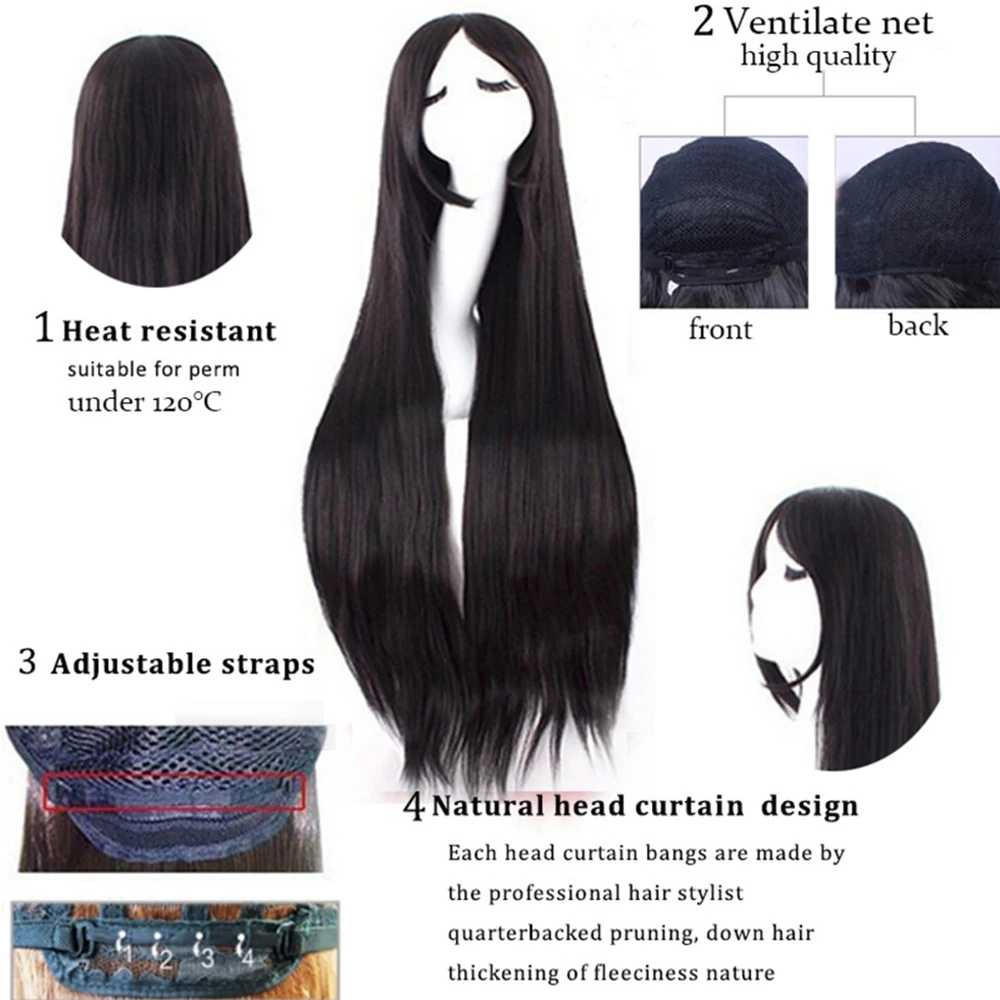 S-noilite 80cm 32 pulgadas peluca larga recta resistente al calor pelo sintético Cosplay pelucas rojo púrpura rosa negro S-noilite 80cm 32 pulgadas peluca larga recta resistente al calor pelo sintético Cosplay pelucas rojo púrpura rosa negro