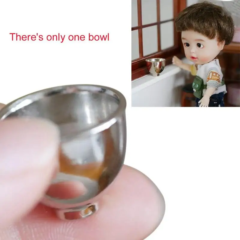 

1:12 Dollhouse Mini Silver Bowl Dollhouse Simulation Model Pocket Mini Type Metal Children Dollhouse Decoration