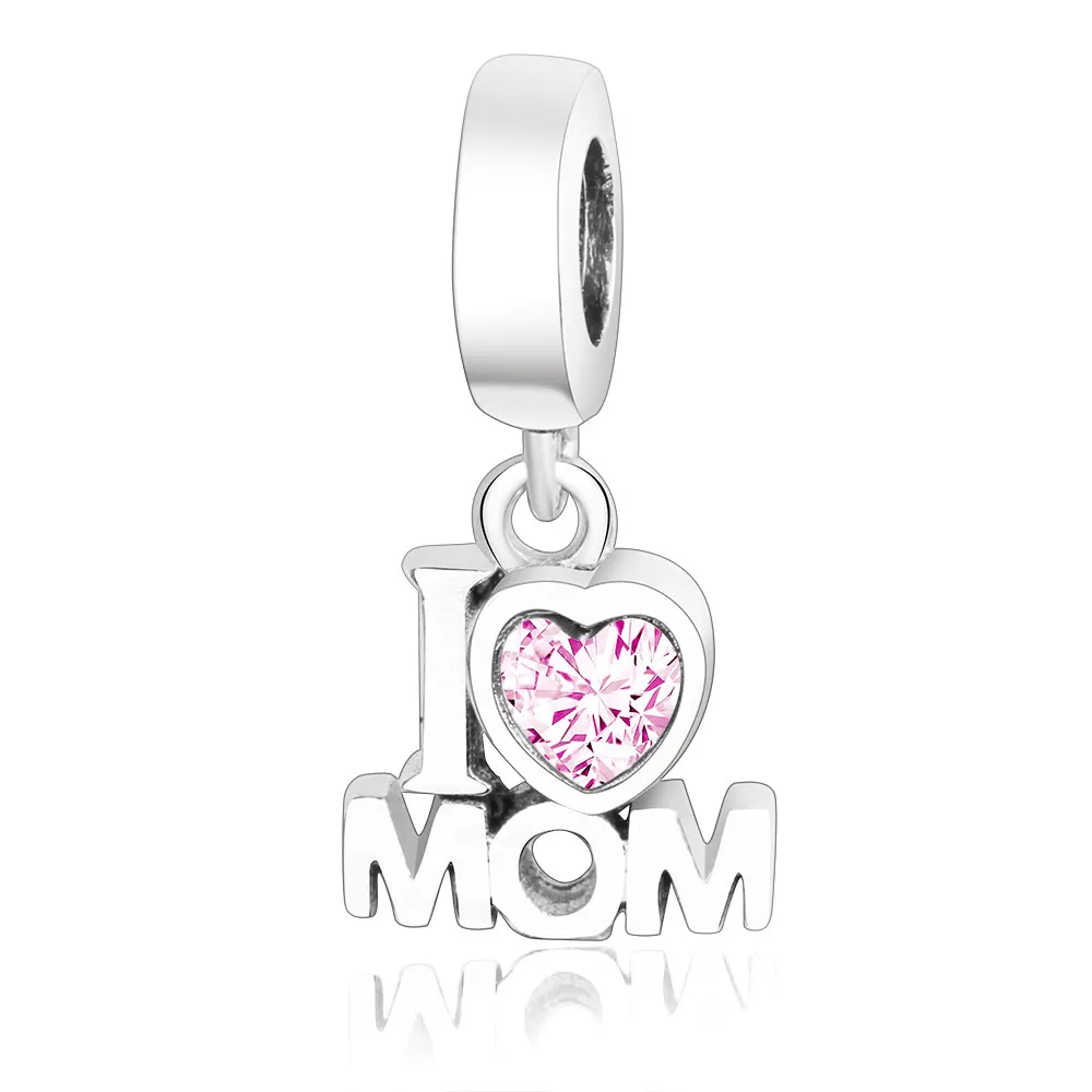 

Fit Original Pandora Charm Bracelet Authentic 925 Sterling Silver Bead I Love My Mom Pendant Charm Bangle 2019 Mother Jewelry