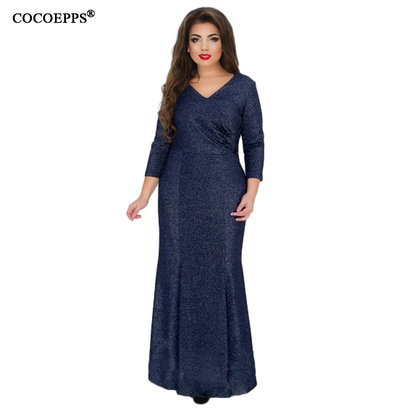 5XL 6XL 2018 Big Size Mermaid Evening Party Long Dress Plus Size Autumn Witer maxi Dress Large Size Elegant women Dress blue 5XL 6XL 2018 Big Size Mermaid Evening Party Long Dress Plus Size Autumn Witer maxi Dress Large Size Elegant women Dress blue