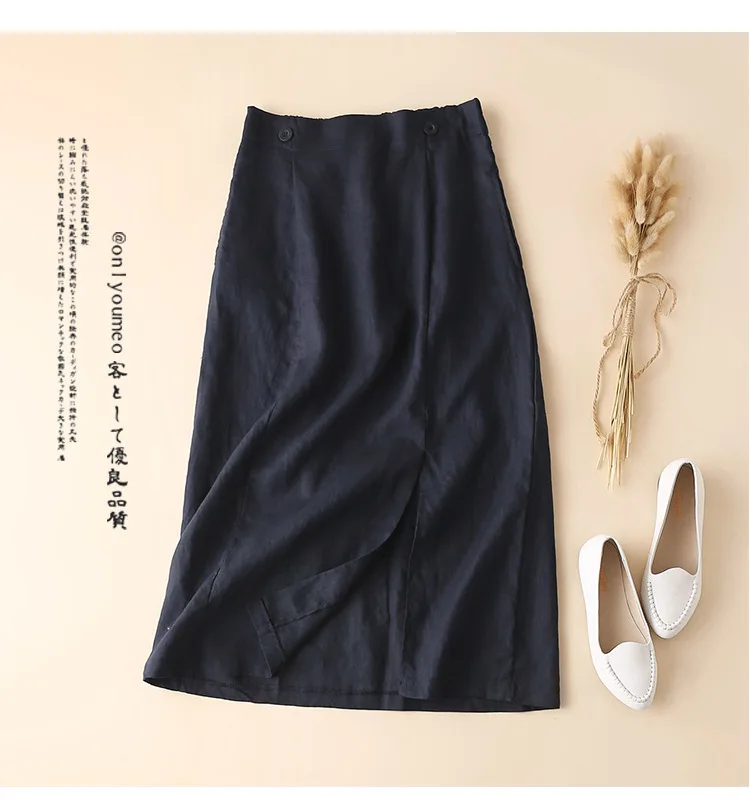 2019 Для женщин Ретро Этническая элегантное белье макси юбки женский сплошной минималистский длинные качели Разделение юбка большого