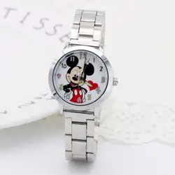 Горячая Микки Маус Брендовые женские часы Стильные из нержавеющей стали сетчатые Часы повседневные кварцевые часы для девочек подарок