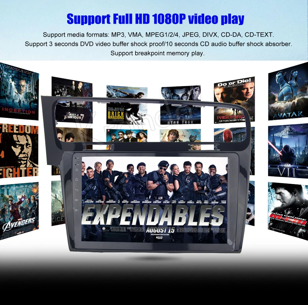 Best Krando 7" Android 7.1 car audio radio for vw Golf 7 gps dvd player navigation multimedia entertainment system WIFI 3G DAB+ 5