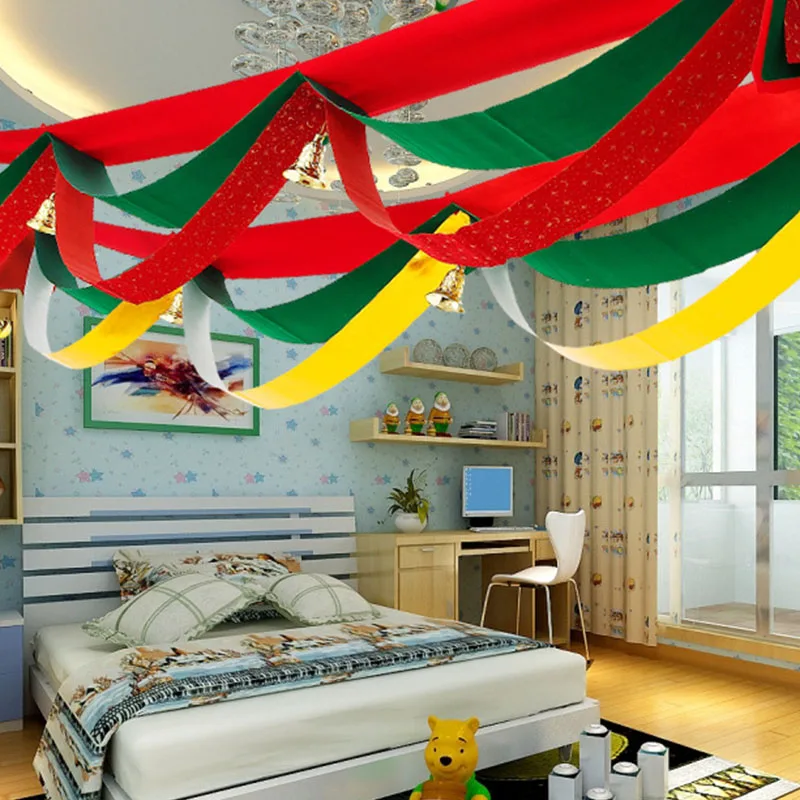 Christmas Decor Banner Three-layer Wave Pull Flag New Year Party Decor Santa Parachute Drop Flags Christmas Pendant Ornaments6