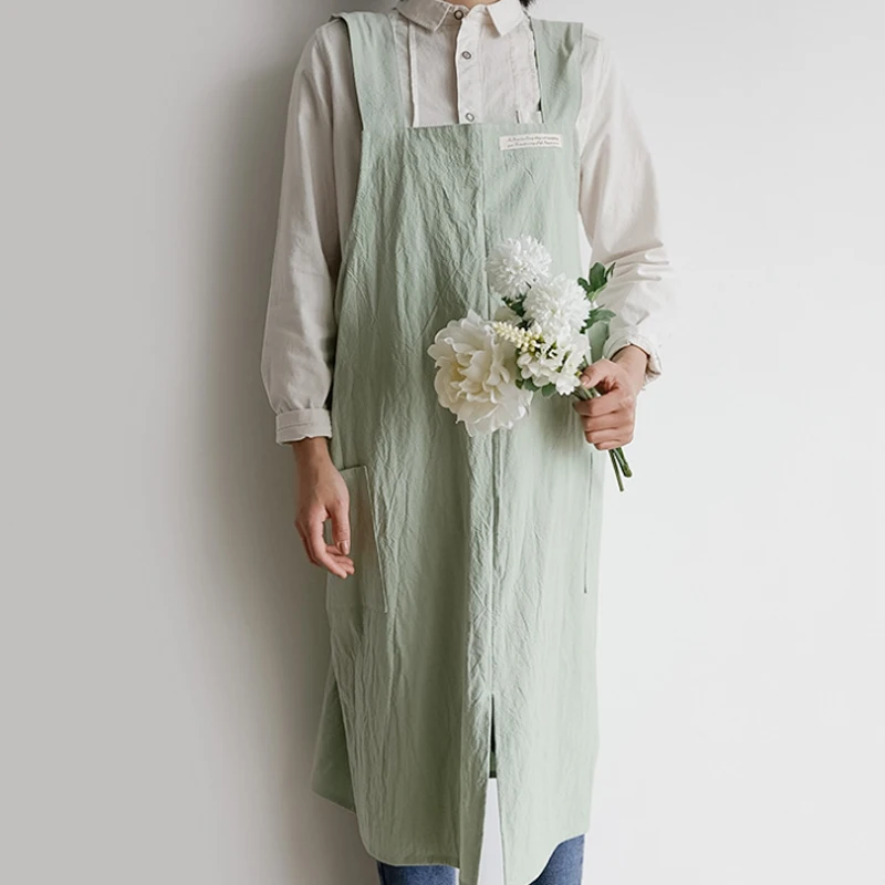 

GUIBOBO Women Apron Literary Household Kitchen Flower Coffee Shop Aprons Overalls Uniform Japan Style NO0197241251