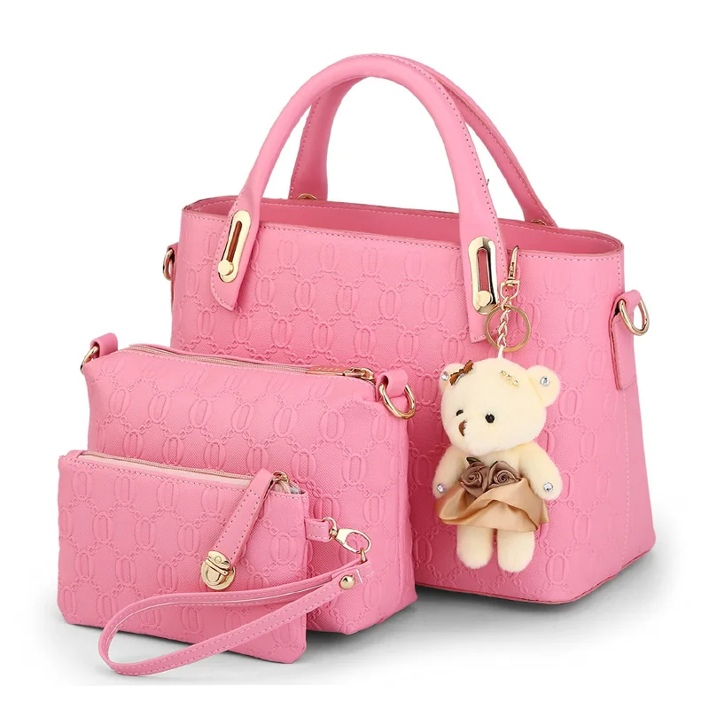 

3pcs/Set Women Bag Set Top-Handle Female High Capacity Handbag Shoulder Bag Purse Ladies PU Leather Crossbody Bag Clutch Wallet