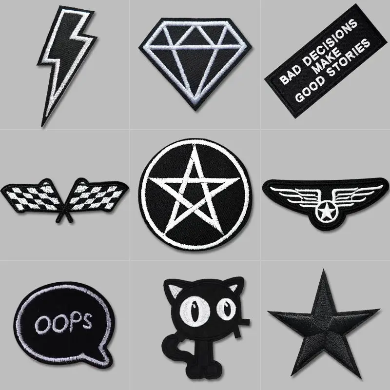 

Pentagram Cat Letter Patches For Clothes Iron On Patches For Clothing DIY Embroidery Patch Badges For Backpack Clothes Stickers
