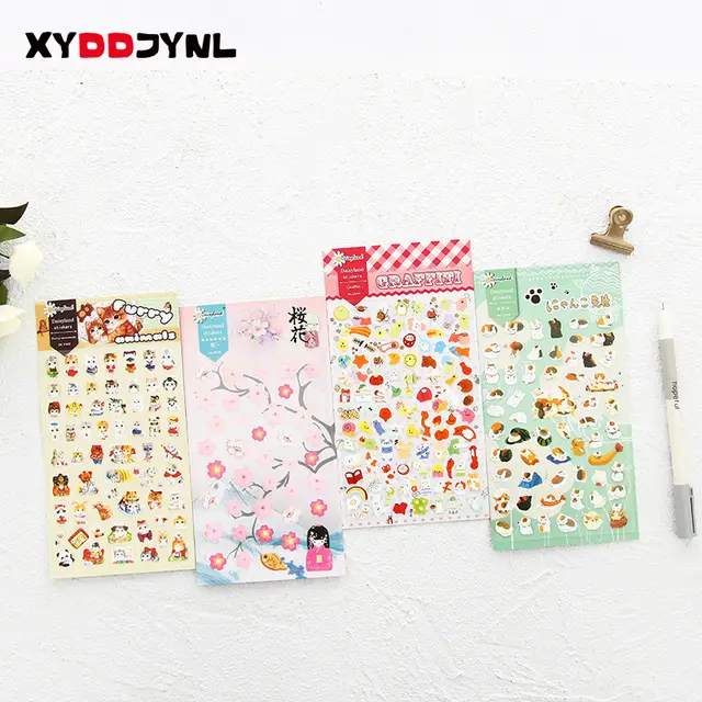 Lovely 1 Sheet Pvc Stickers For Diary Scrapbook Notebooks Decoration Stationery Sticker Cartoon Packing Label School Supply