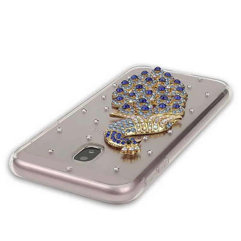3D Алмаз Павлин с украшениями в виде кристаллов со стразами чехол для Samsung J7 J5 J3 J2