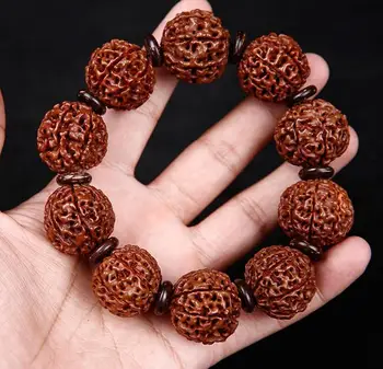 

20 mm Six Petal Rudraksha Bodhi seeds Tibetan Buddhism elastic Amulet Bracelet