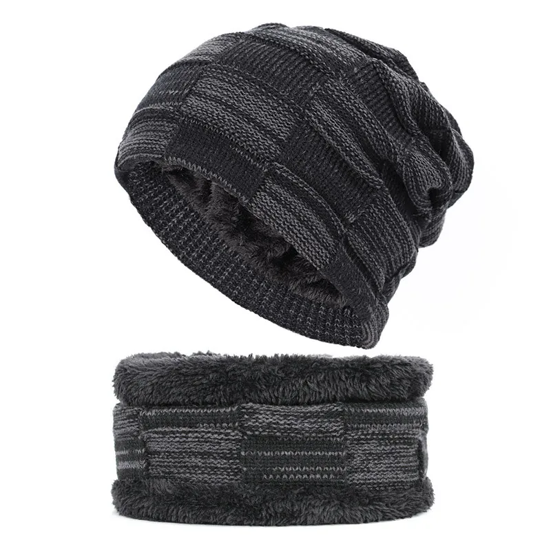 Winter Men's Knitted Cotton Warm and Comfortable New Fashion Women's Universal Ski Mask Hat Scarf Skull Cap for Men Beanies bone - Цвет: 1