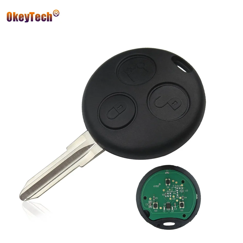 

OkeyTech For Benz Smart 433mhz City Roadster Remote Control Key Fob Shell 3 Buttons Replacement Uncut Blank Blade Key Cover Case