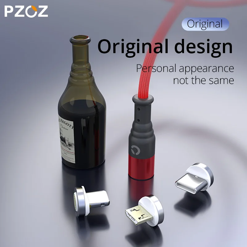 PZOZ كابل مغناطيسي المصغّر usb نوع C المغناطيس usb c سريع شحن نوع-c شاحن سلك Microusb ل iphone X 7 المحمول الهاتف كابلات البيانات
