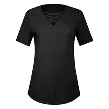 Женская футболка Bondi Повседневная простая футболка для Леди Топ Футболка хипстер Прямая поставка сплошной цвет v-образный вырез