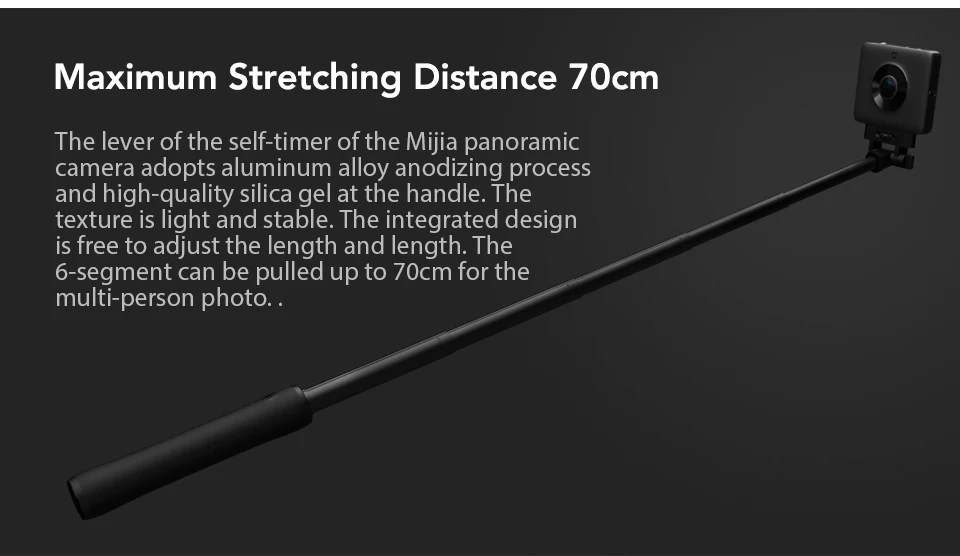 Xiaomi Mijia Extendable Selfie Stick Remote Shutter Holder for Panoramic Camera 270 Degrees Rotation Widely Compatible Black (3)