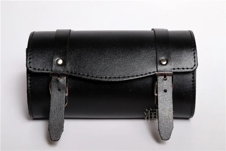 Discount E0990 100% head layer cowhide Fixed gear bike Saddle bag Bicycle Hang back bag Handmade tool bag hot sale 25