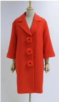Nouveau Automne Lining Mujer Abrigos Polyester Orange Femme Femmes Manches Laine Belle Style Pardessus Lining De Warm quilted Manteau Flare Pop hiver YEYgTnA