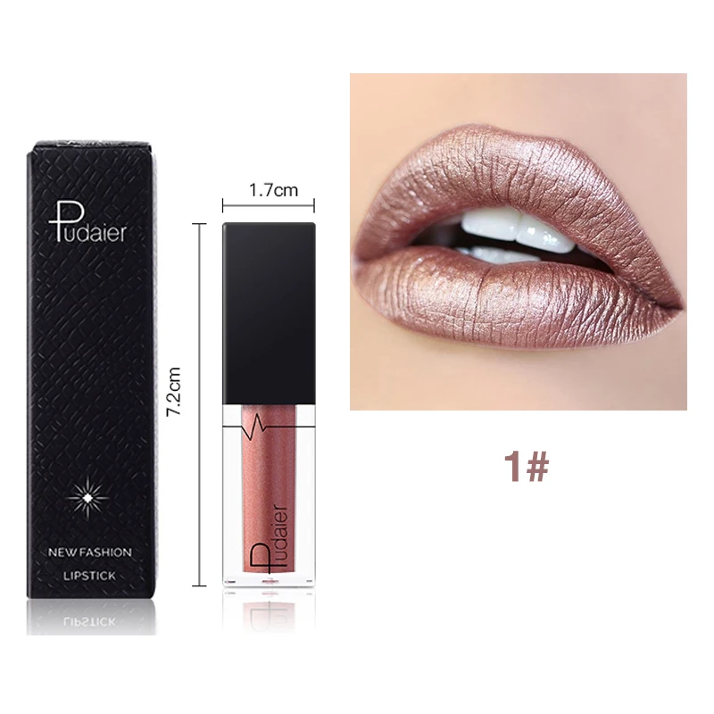 

Pudaire Diamond Pearl Metallic Lip Gloss Glittering Liquid Lipstick Shining Colorful Makeup Lipgloss Long lasting Non-stick Cup