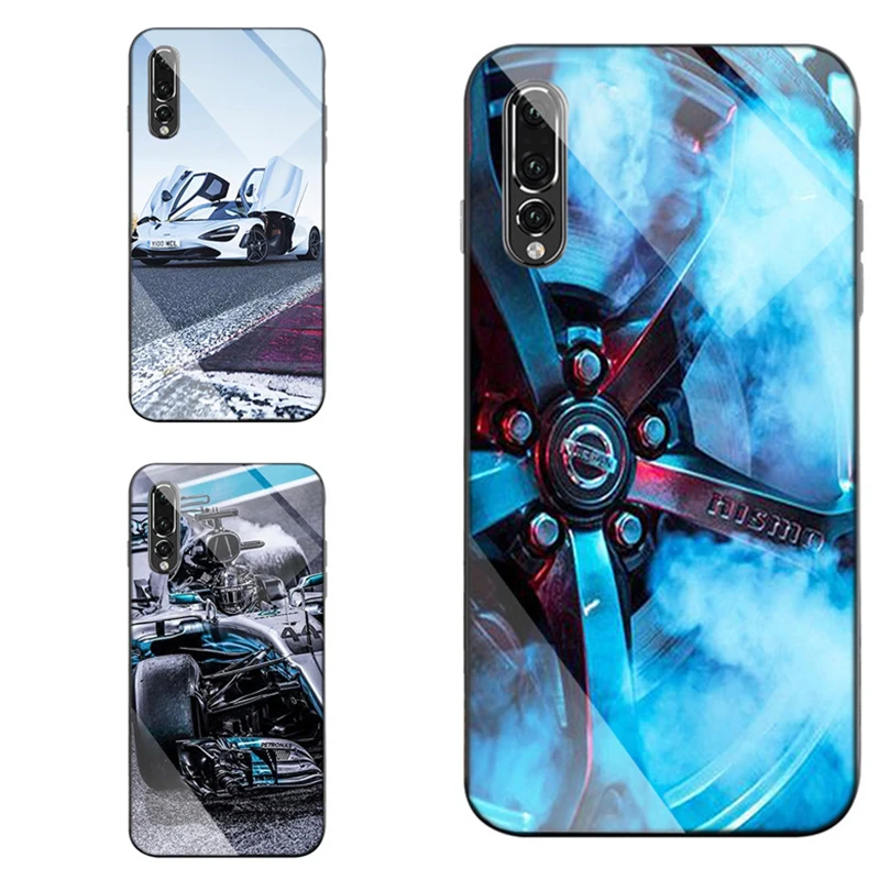 

luxury carcasa phone case for Huawei p30 Case p20 lite pro Back Tempered Glass for huawei Mate 20 lite nova 4 car celular Cover