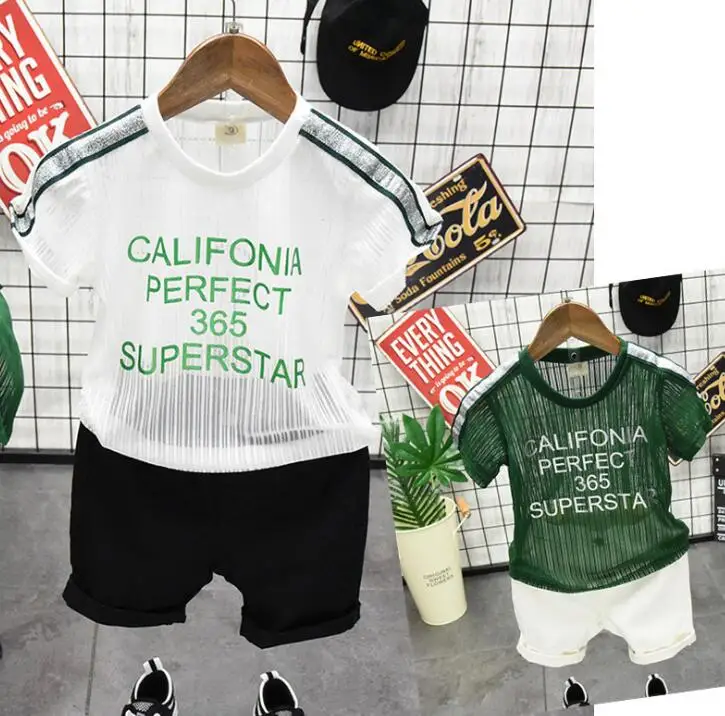 2019 Retail Children's clothing short-sleeved T-shirt suit 2018 new 2-3-4-5-6-7 years old boy summer two-piece tide 4 |